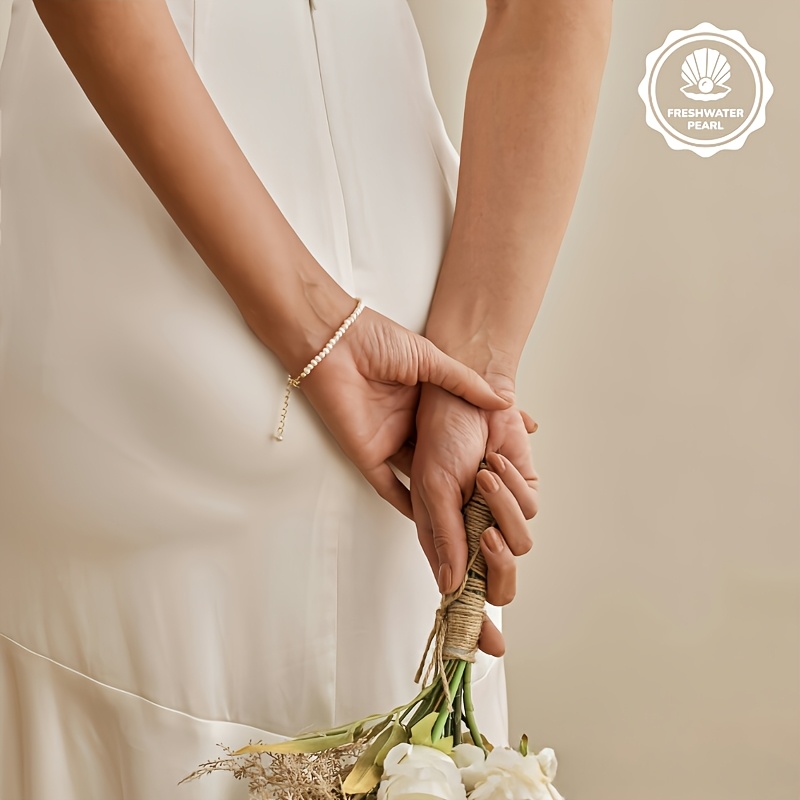Bridal Freshwater Pearls Bracelet 3 4mm with Chain Extender